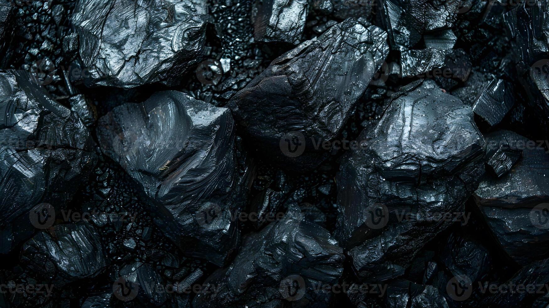 Detailed view of dark coal rocks, showing texture and solid appearance photo