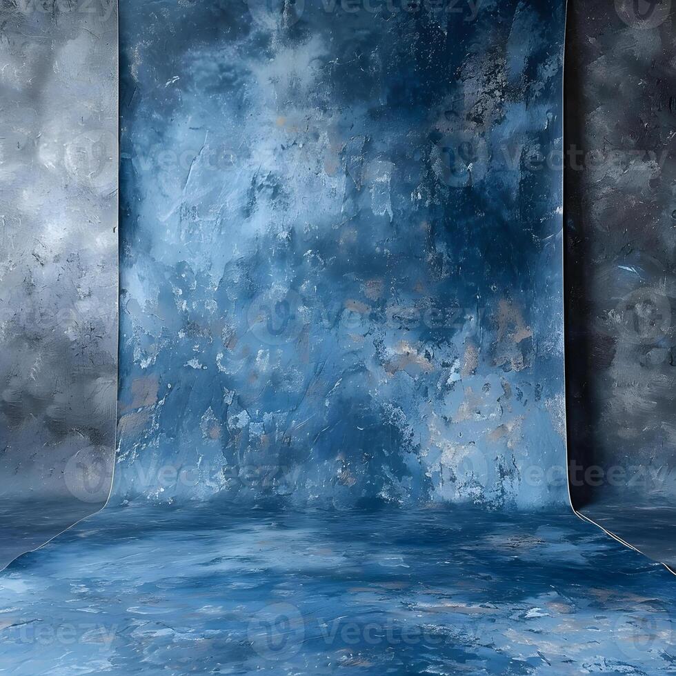 A room inspired by the colors of water and sky, with blue walls and floors photo