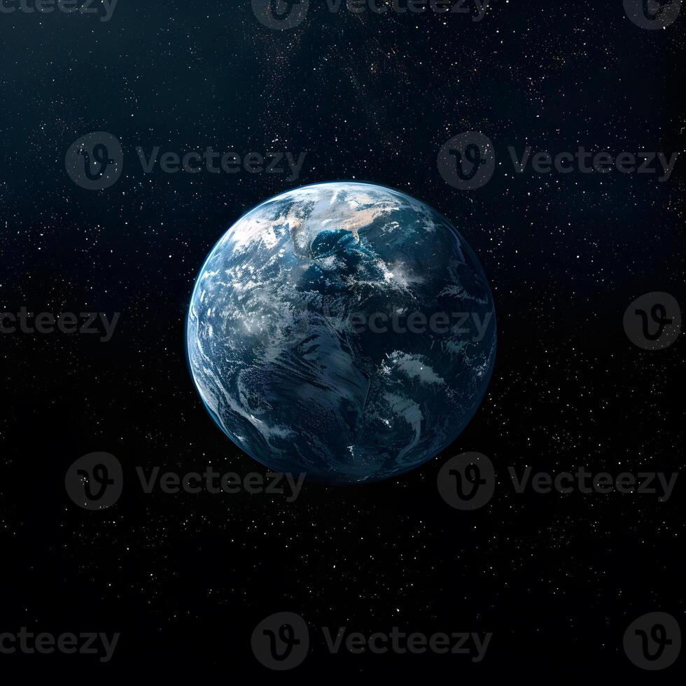A stunning picture of Earth surrounded by stars in space photo