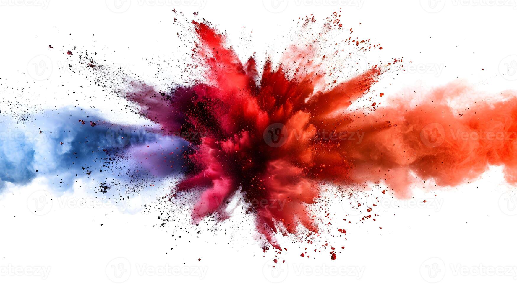 Explosive Color Burst Abstract Art with Blue and Red Powder photo
