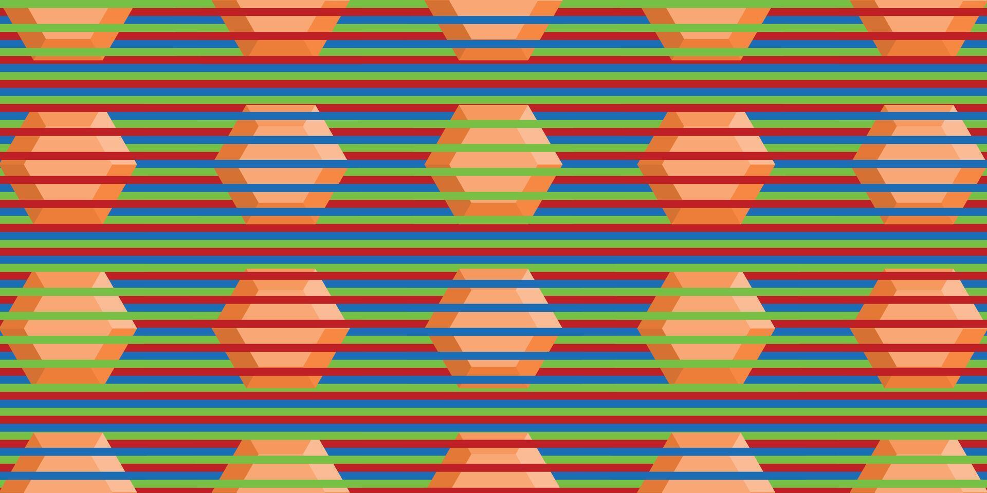 Abstract Hexagonal Pattern Colorful Background. Optical Effect, Illustration. vector