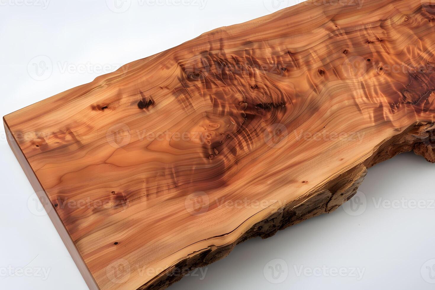 Close-up of a Polished Wooden Slab with Natural Grain Patterns photo
