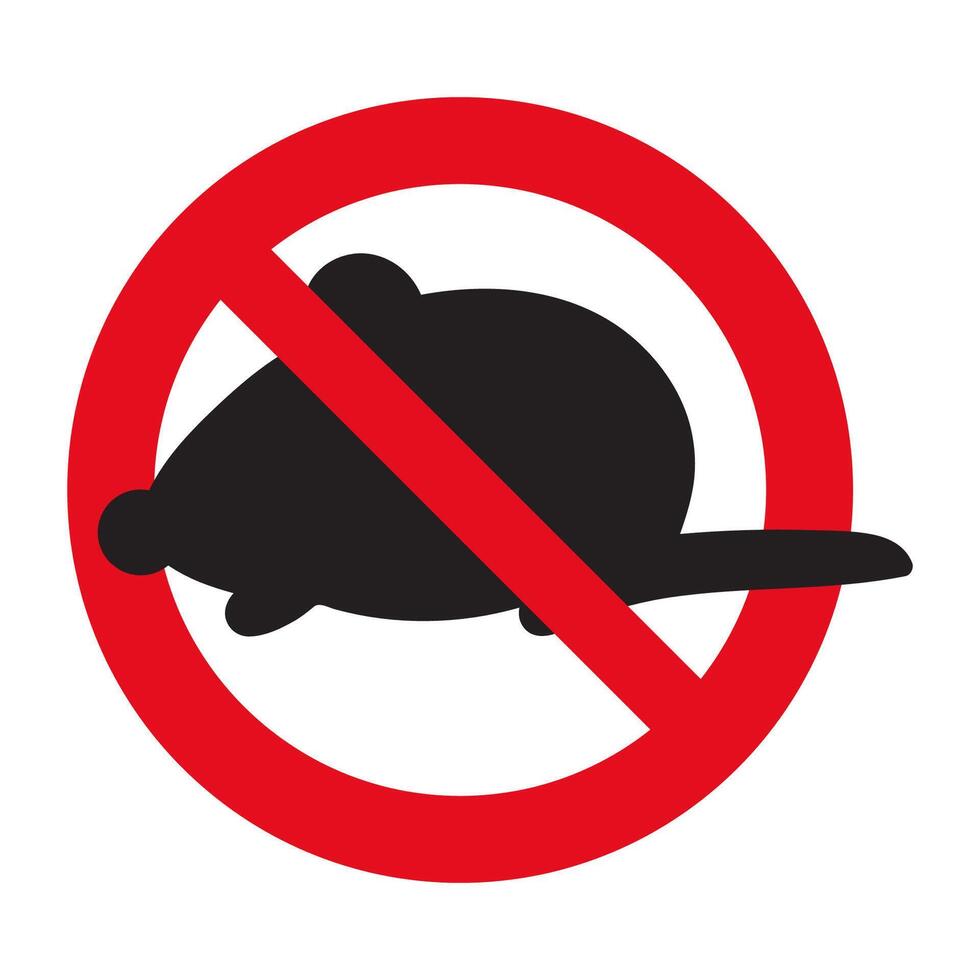 No mouse. Prohibition sign. Mouse silhouette. illustration. Pest control concept. vector