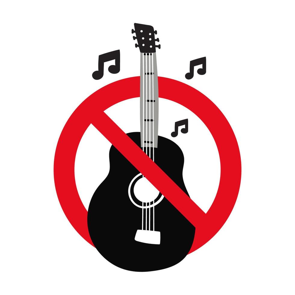 No loud music. Forbidden sign. design. Illustration on white background. vector