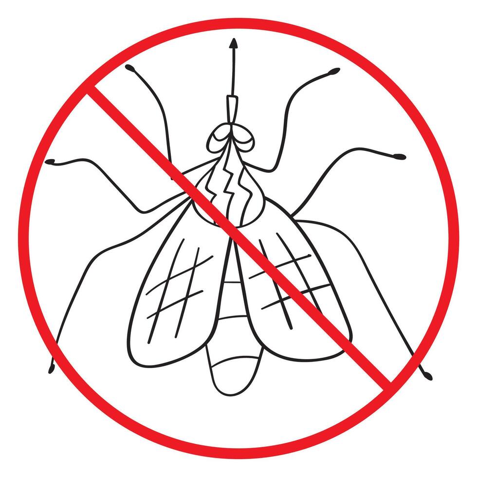 No mosquito. design. Outline illustration on white background. vector