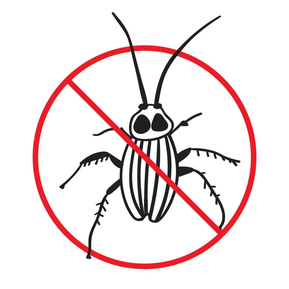 Red signed Stop cockroach. Illustration on white background. vector
