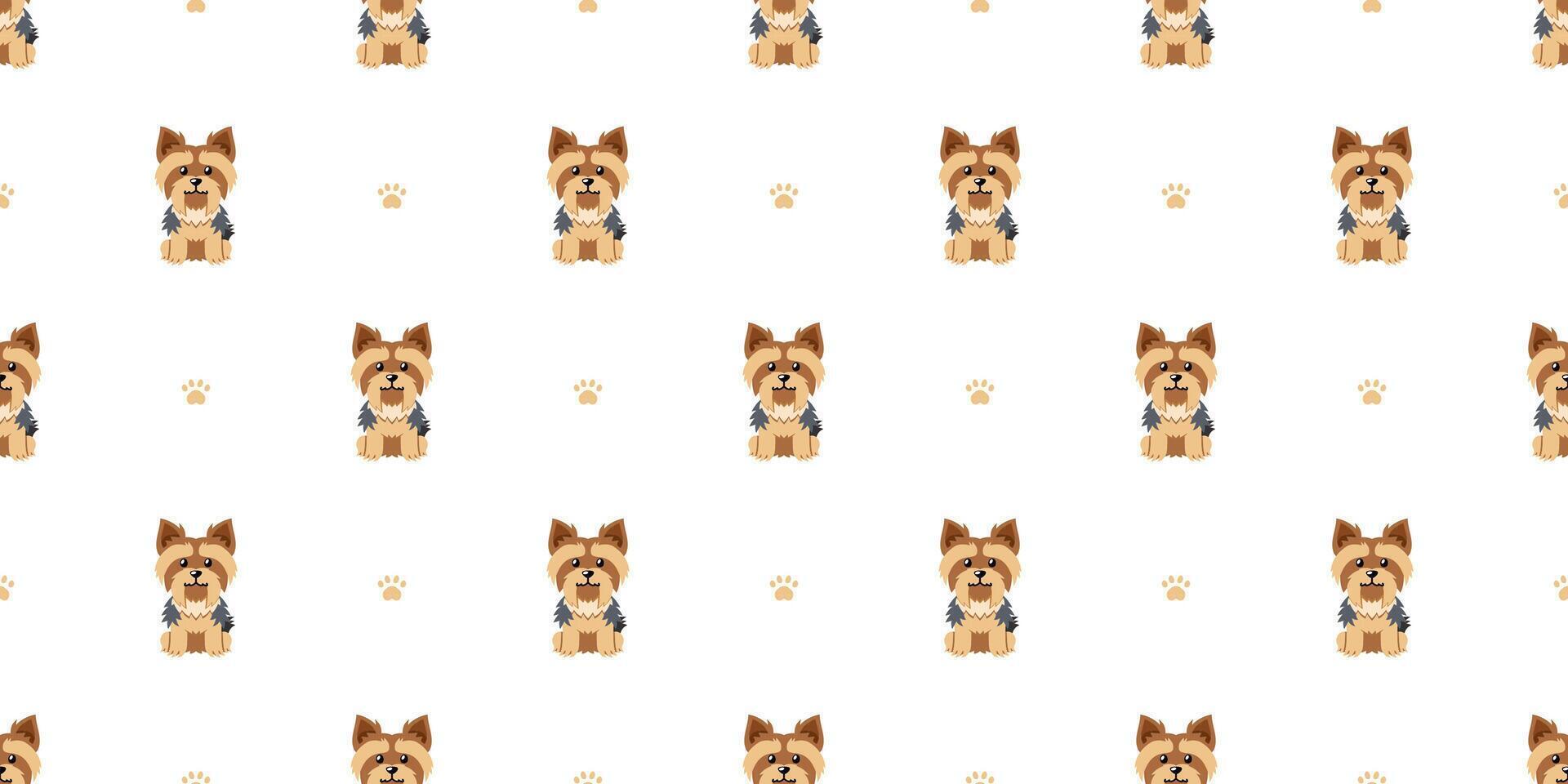 Cartoon character cute yorkshire terrier dog seamless pattern background for design. vector