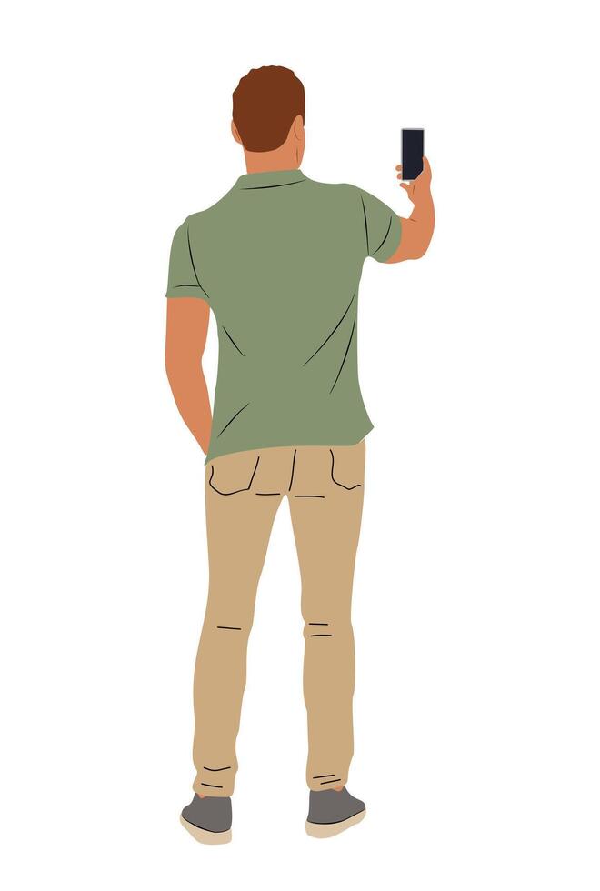 A man taking a picture with his cell phone vector