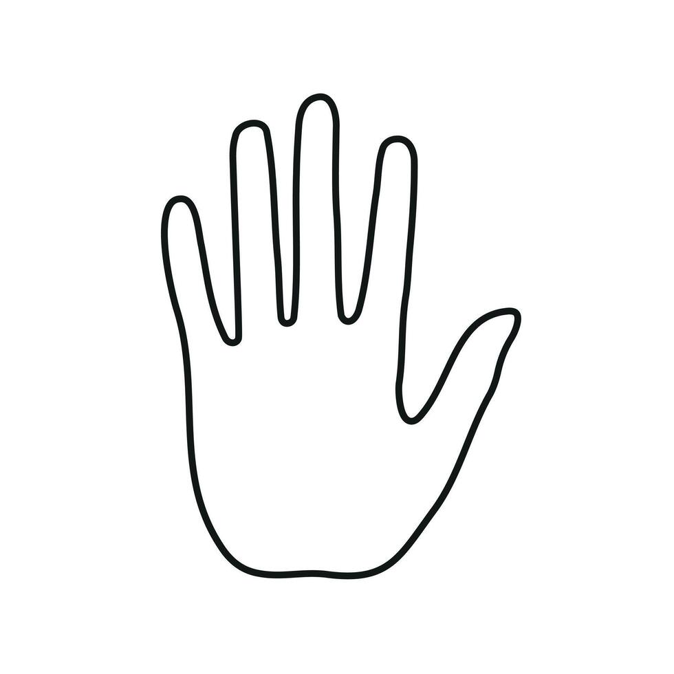 black hand silhouette isolated on white background. Hello, hi, peace, stop, ban, block sign. Do not touch symbol. prohibition sign. vector