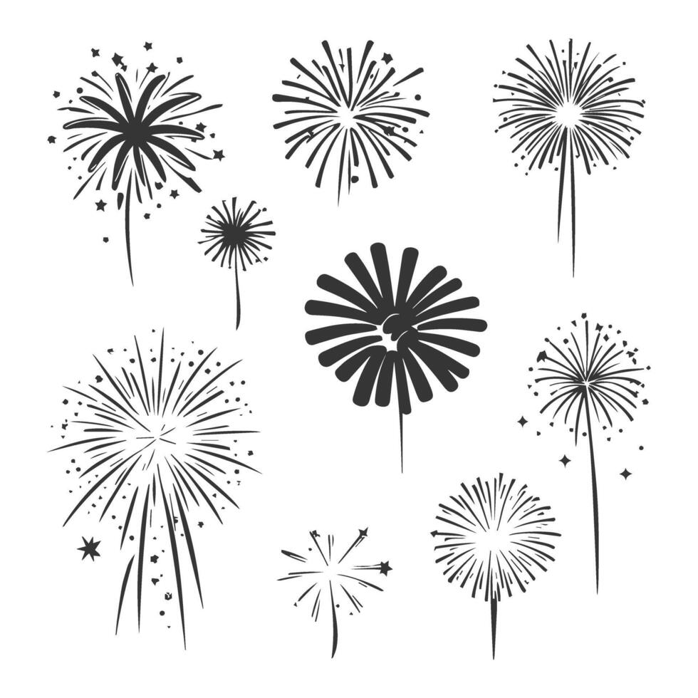 fireworks icon illustration set vector