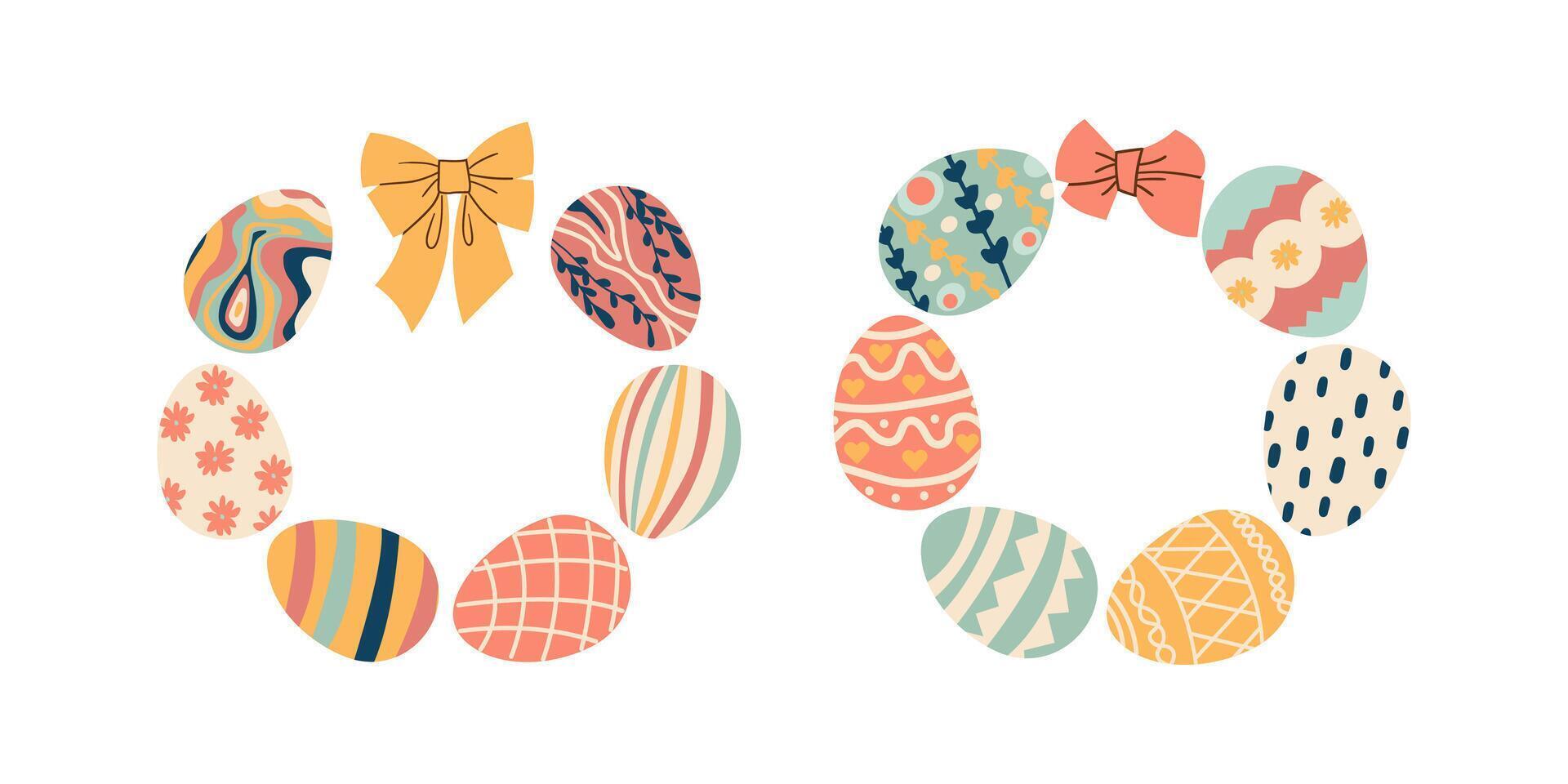 Easter eggs. Seamless background with colorful easter eggs. Happy Easter. Eggs for Easter holidays design concept. Illustration flat style design for invitations, prints vector