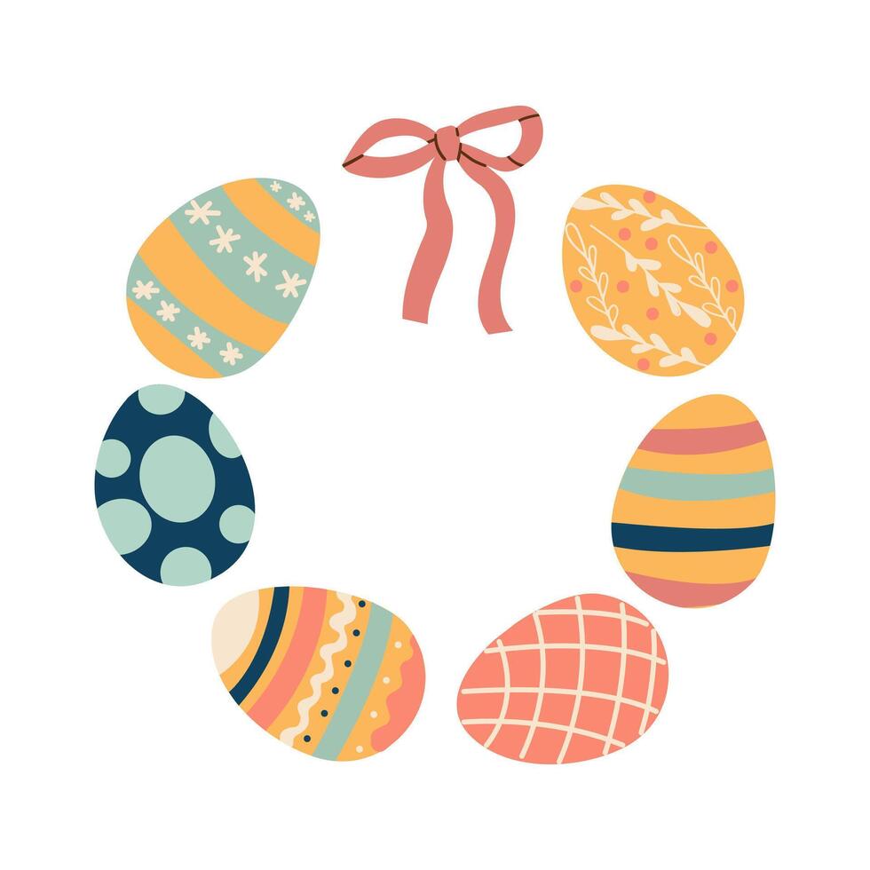 Seamless background with colorful easter eggs. Happy Easter. Eggs for Easter holidays design concept. Illustration flat style design for invitations, prints, wrapping paper vector