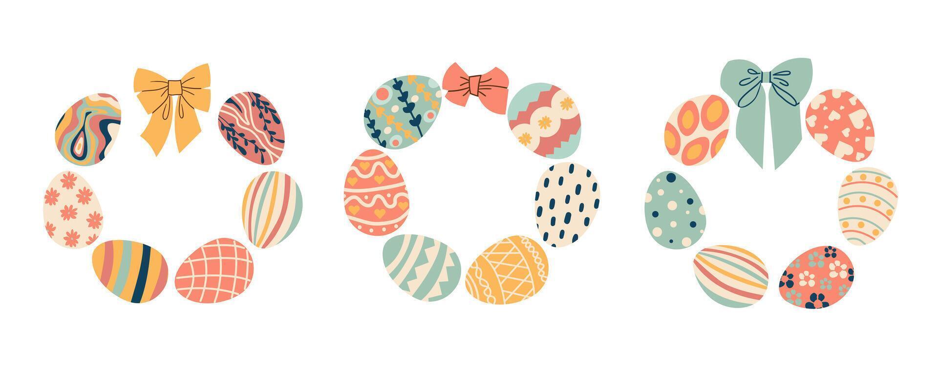 Set Easter eggs. Seamless background with colorful easter eggs. Eggs for Easter holidays design concept. Illustration flat style design for invitations, prints, wrapping paper vector