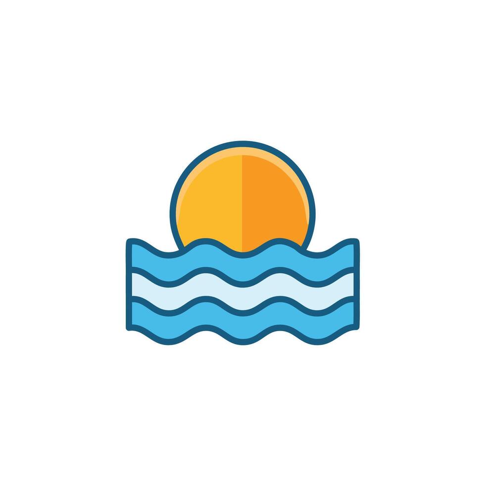 A sun and waves icon on a white background vector