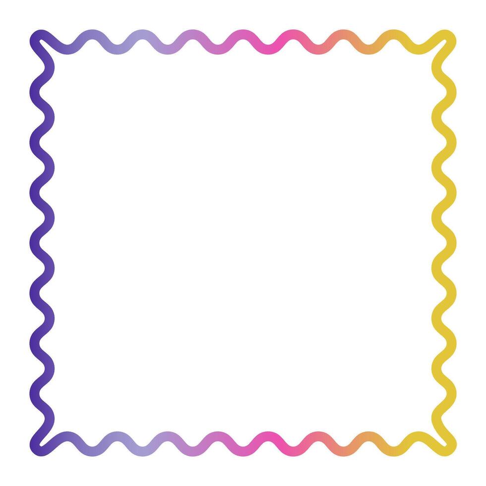 Rainbow border. Rectangle frame with scalloped edges. on white background vector