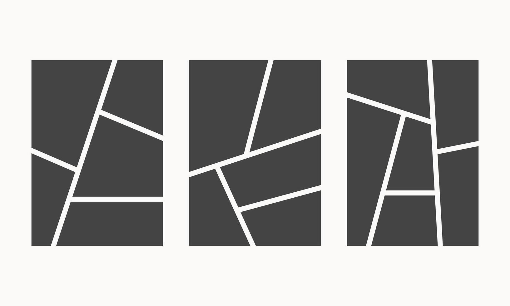 Set of collage grid manga. Storyboard layout panel. Empty page frame for comic book vector