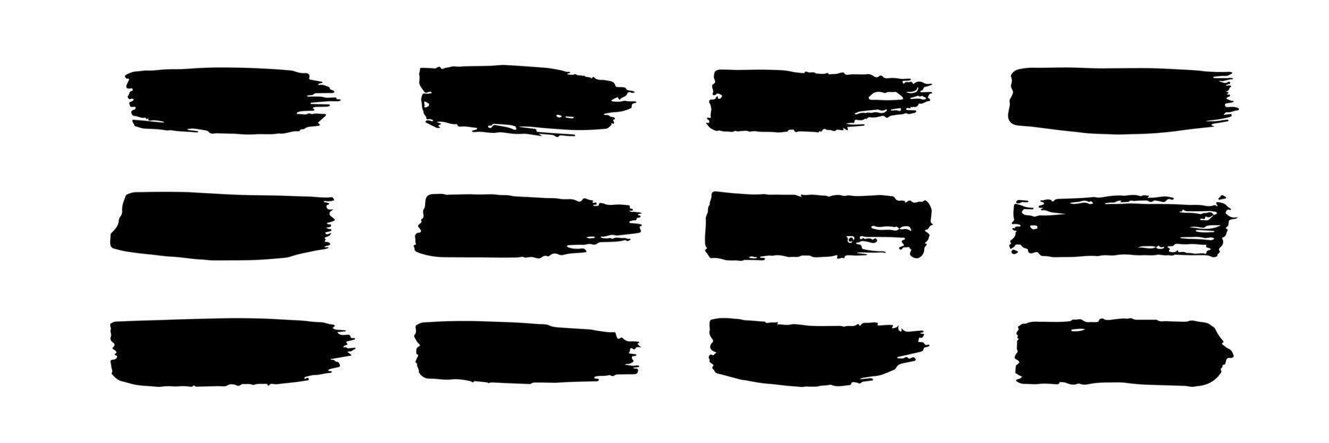 Paintbrush stripes on white. Black hand drawn lines for speech bubble boxes vector