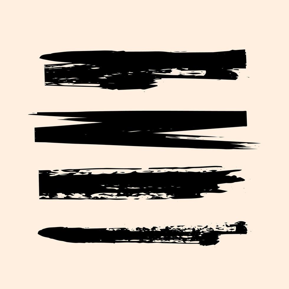 grunge brush lines set vector