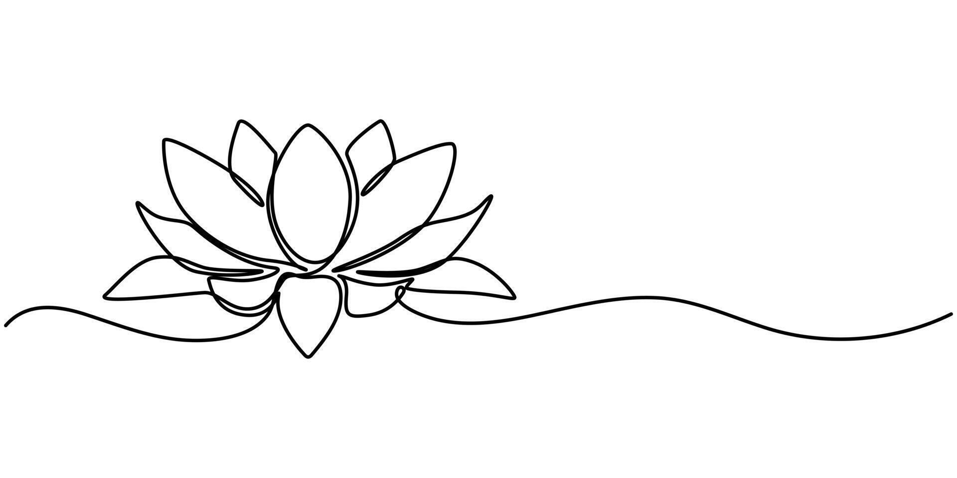 Lotus Water Lily Continuous One Line Drawing Illustration vector