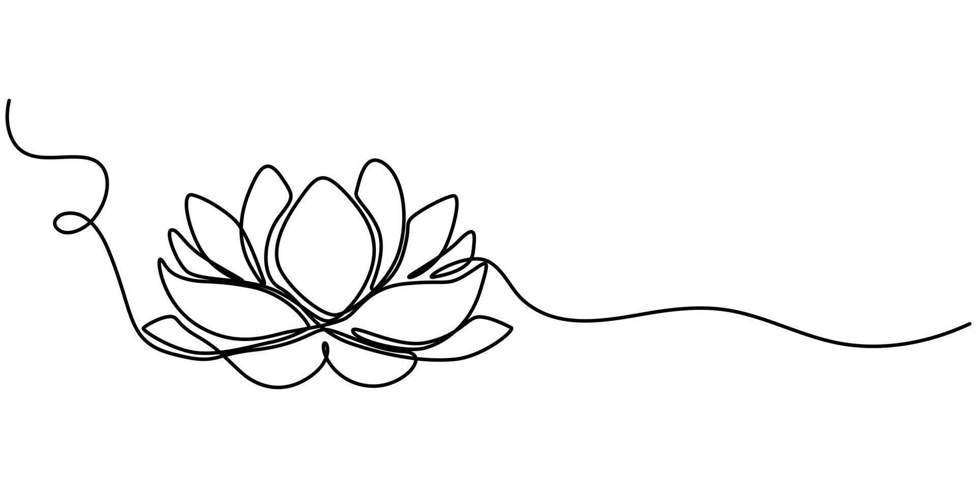Lotus continuous one line drawing line art lotus flower hand drawn art vector