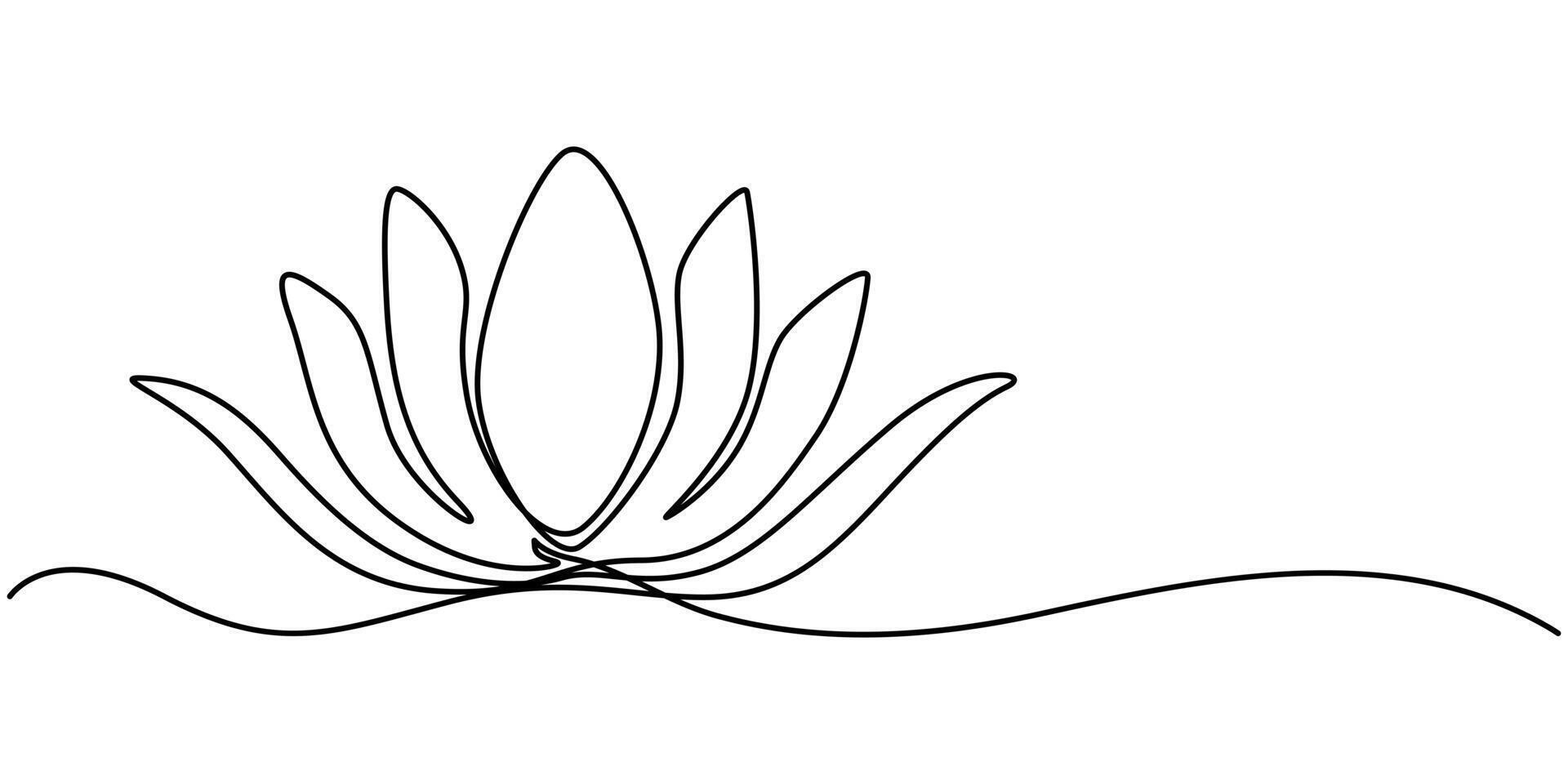 Single continuous one line drawing of beauty fresh lotus for spa business logo identity vector