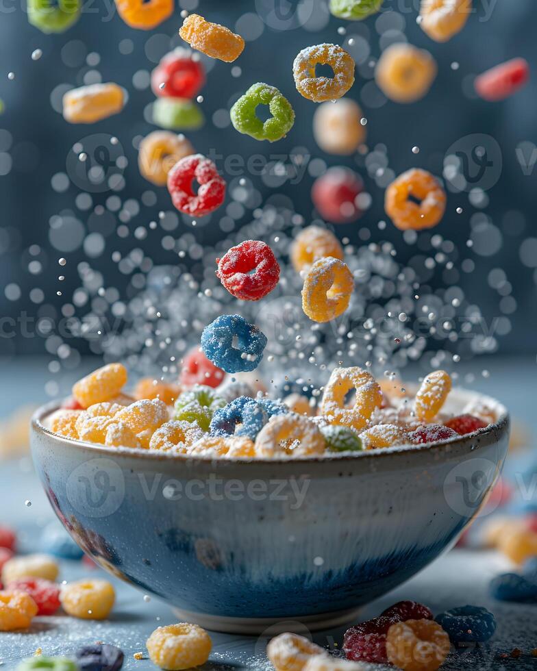 Enjoy a bowl of cereal with fresh berries as a nutritious breakfast option photo