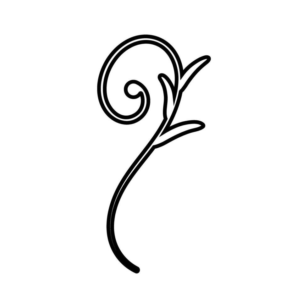 decorative branch with leaves icon over white background, line style, illustration. vector