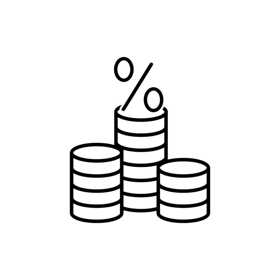 coin with percent symbol icon over white background, line style, illustration vector