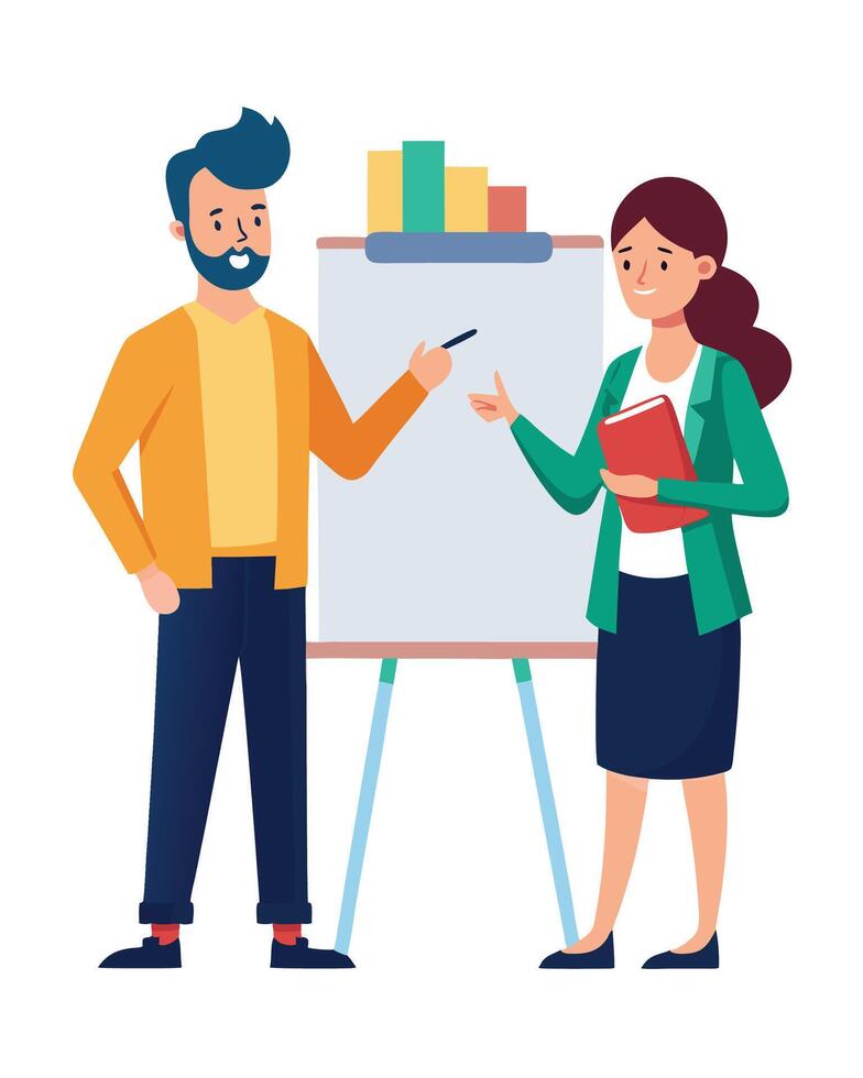 Man and woman self employed concept vector