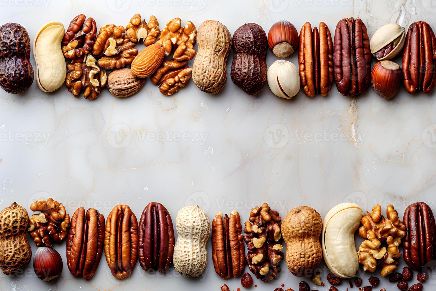 Assorted nuts displayed on table for snacking or cooking photo