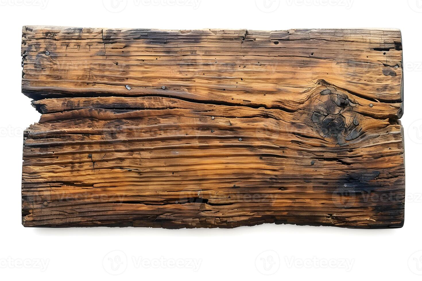 Rustic Weathered Wooden Plank Background Isolated on White photo