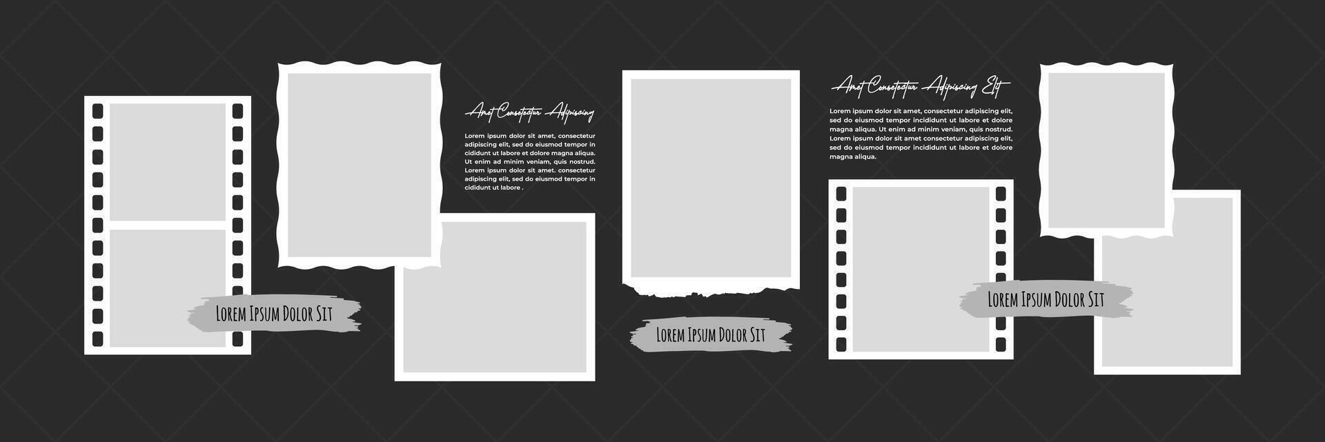 Picture Collage photo effect design template vector