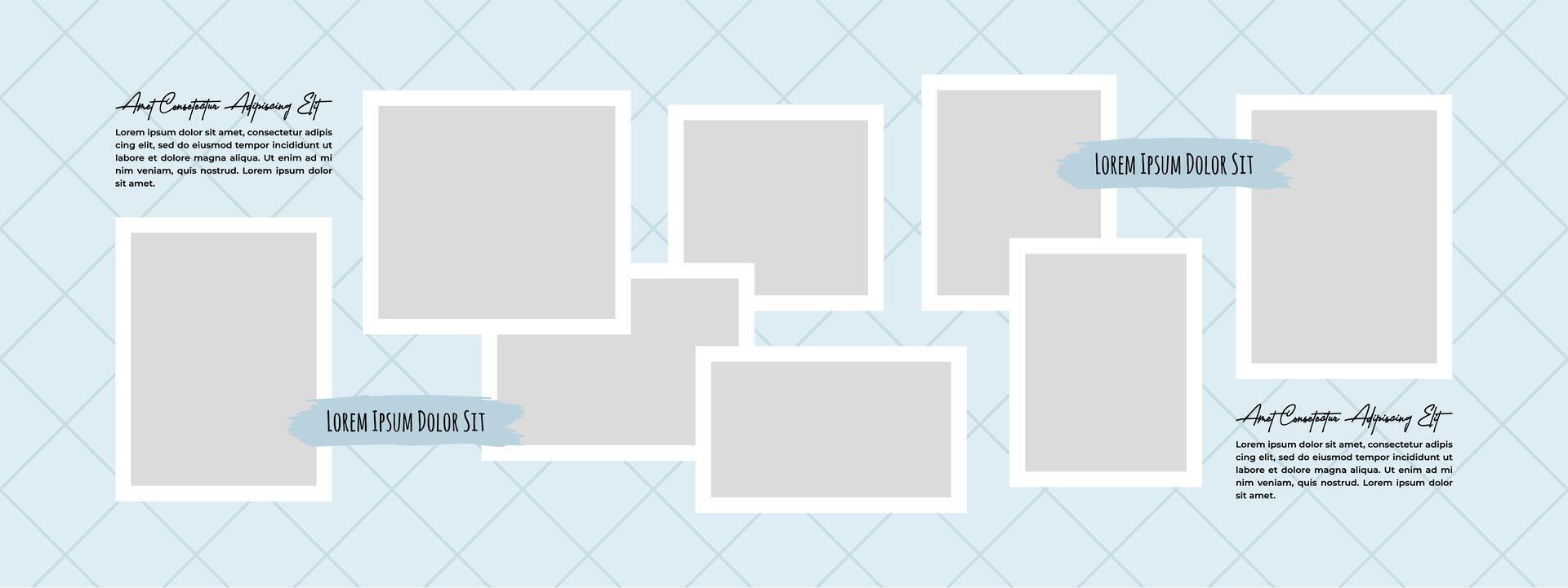 Moodboard Picture grid digital photo collage design template vector