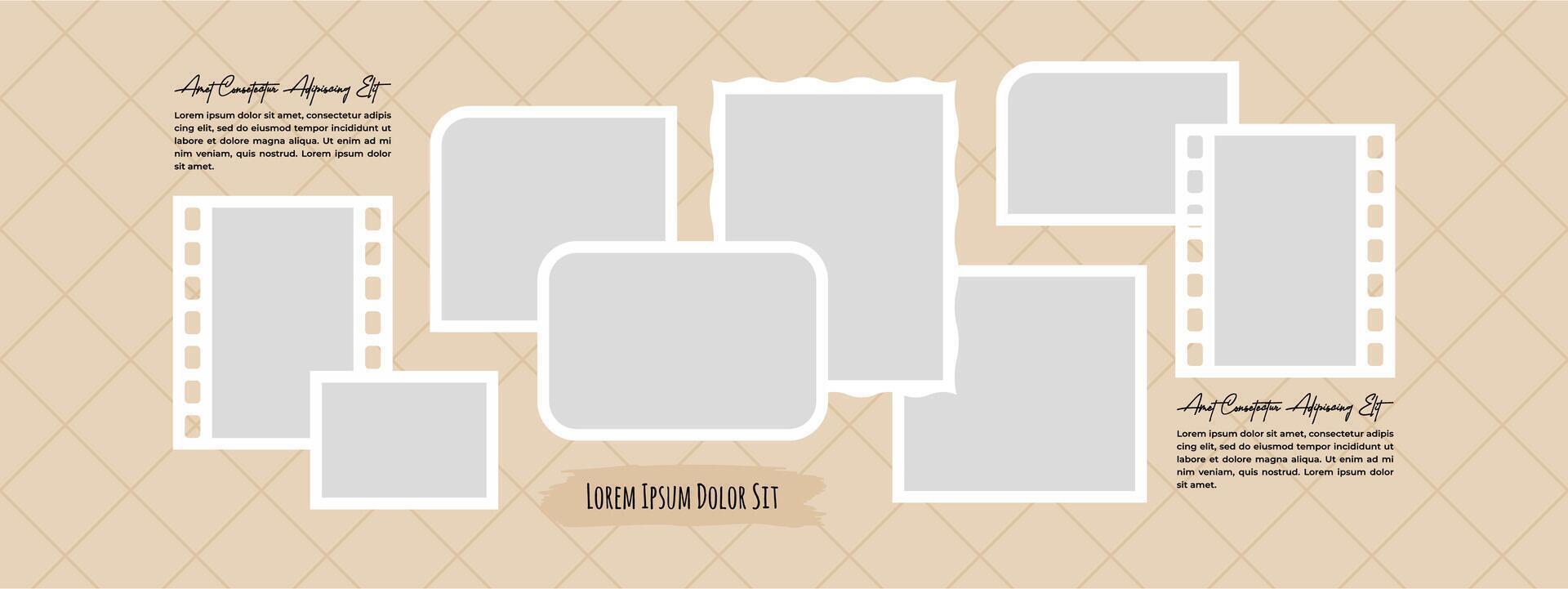 Picture photo frames and digital photo wall template vector