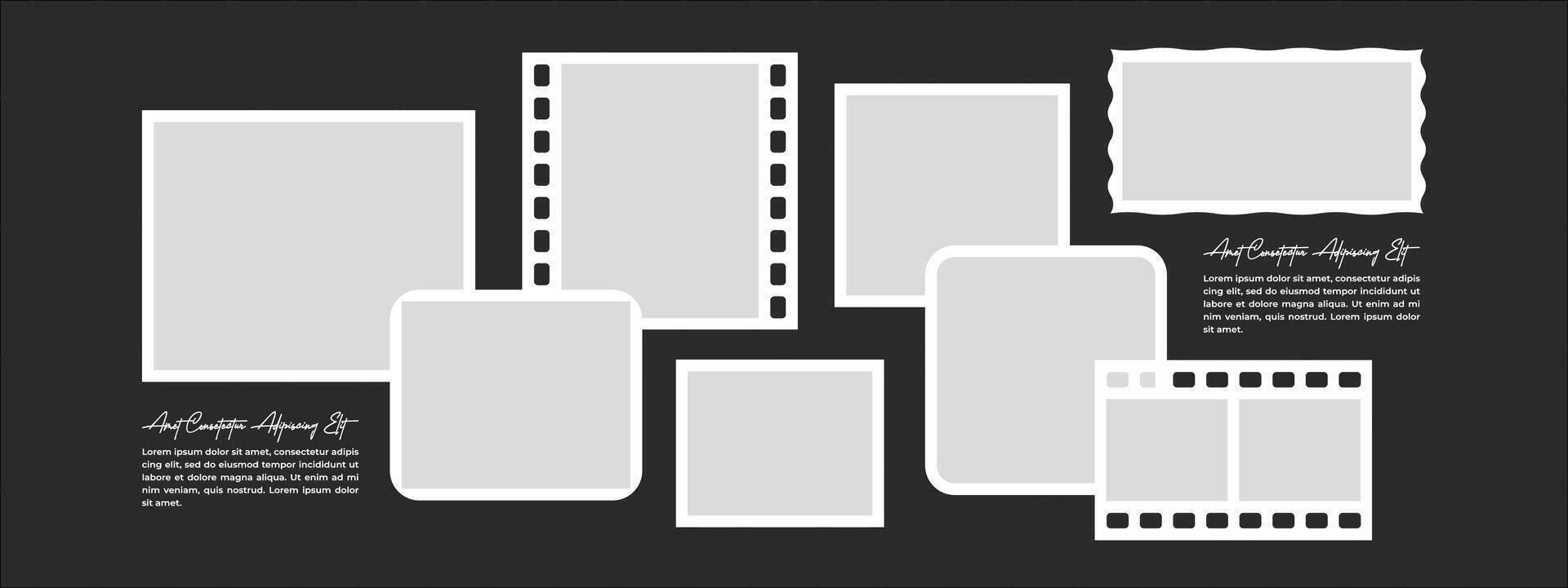 Photo Frame Picture Collage photo effect with text template vector