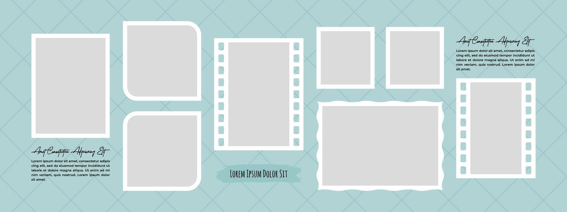 photos frame collage, page grid layout abstract photo frames and digital photo wall vector
