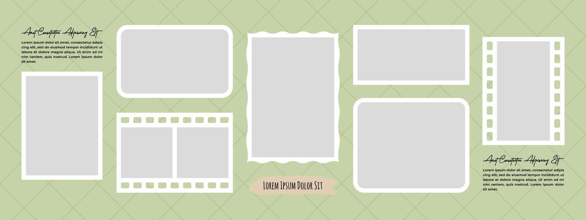 Photo grid layout abstract photo frames template vector