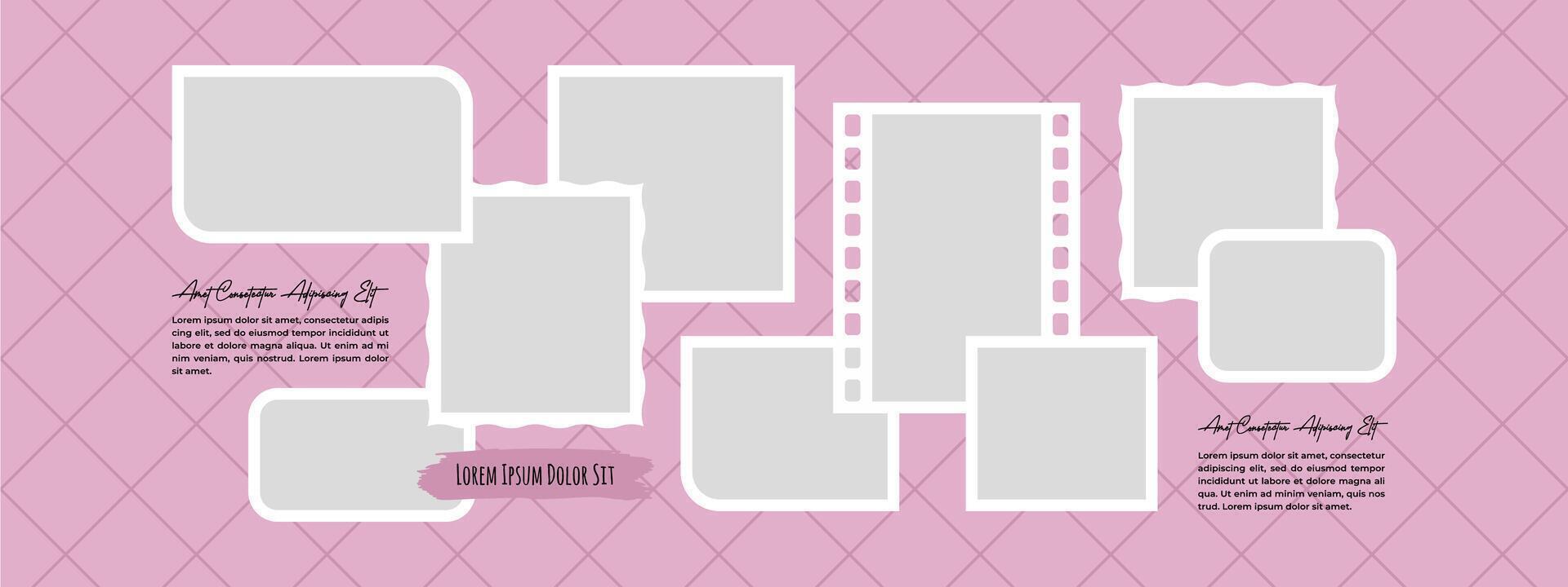 Photo collage and digital photo wall template design vector
