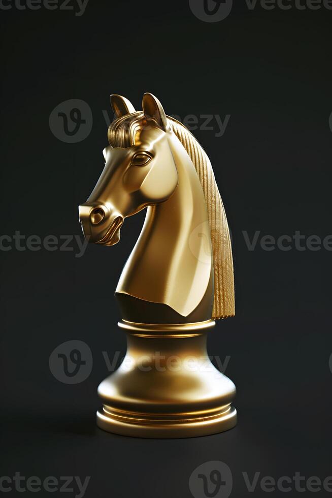 Golden knight on dark background, symbolizing elegance and strategy photo