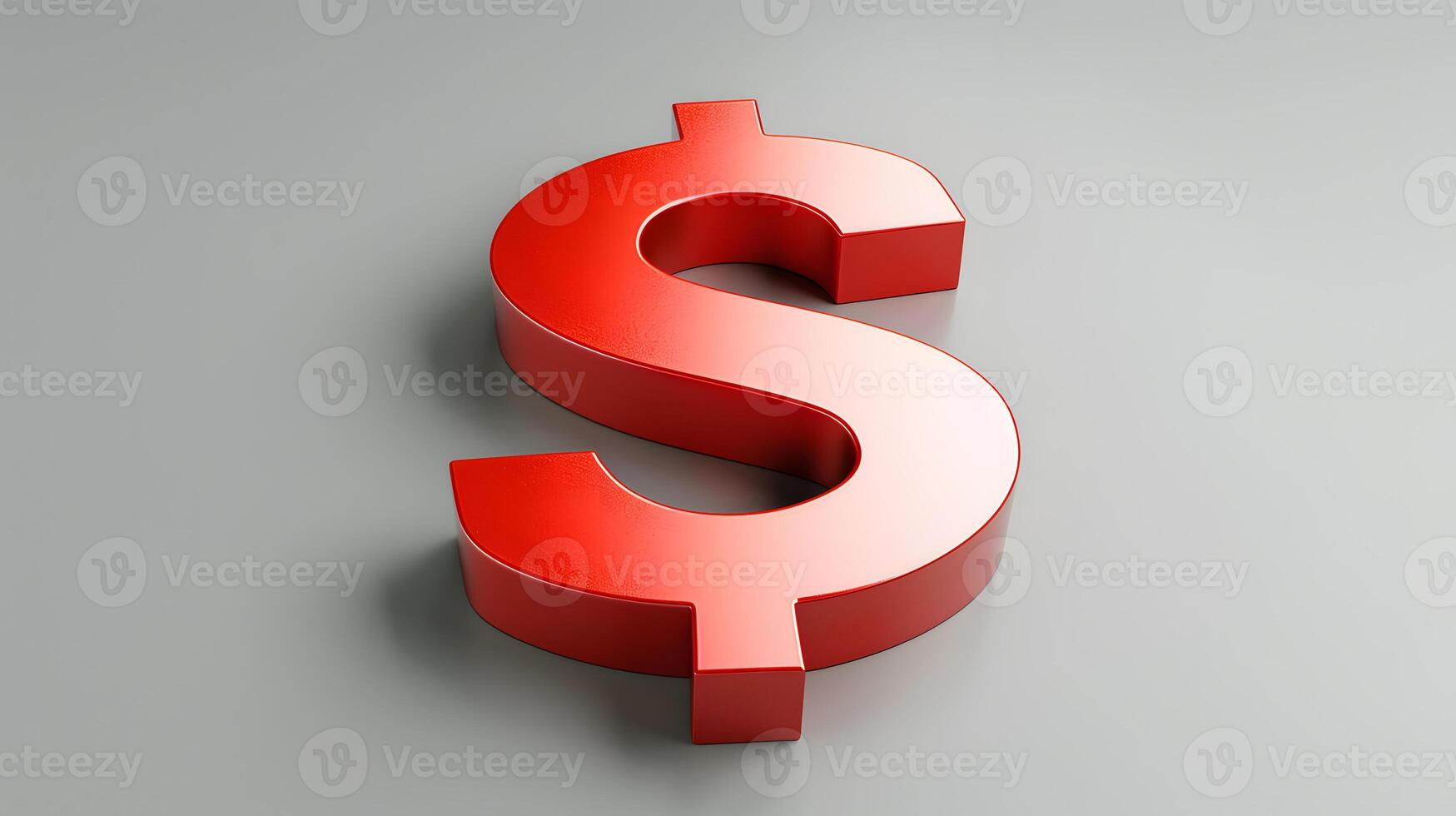 Red Dollar Sign Symbol 3D Rendering, Financial and Economic Concept photo