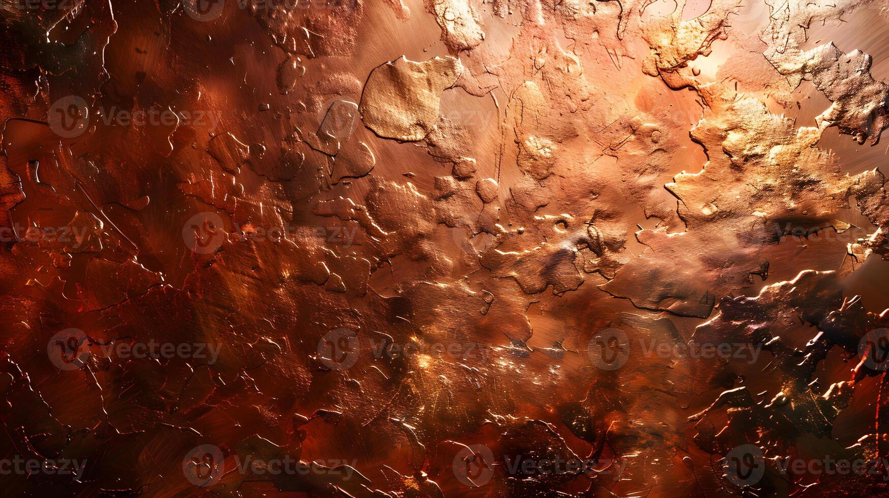 Closeup of a copper surface covered in numerous bubbles photo