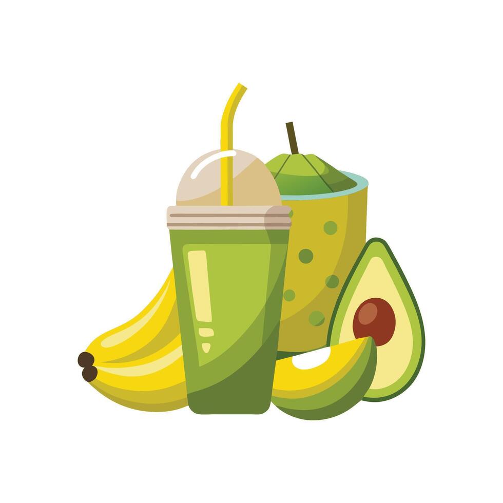 Tasty Avocado Banana Smoothie Recipe vector