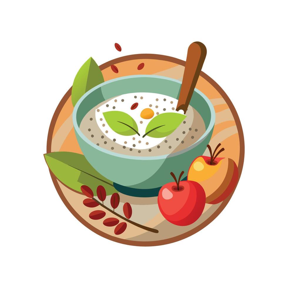 Delicious Apple Cinnamon Chia Pudding Recipe vector