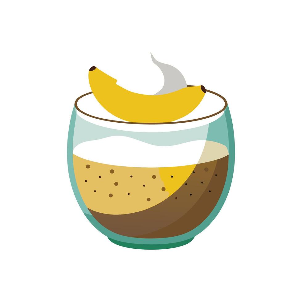 Tasty Banana Chia Pudding with Coconut Cream vector