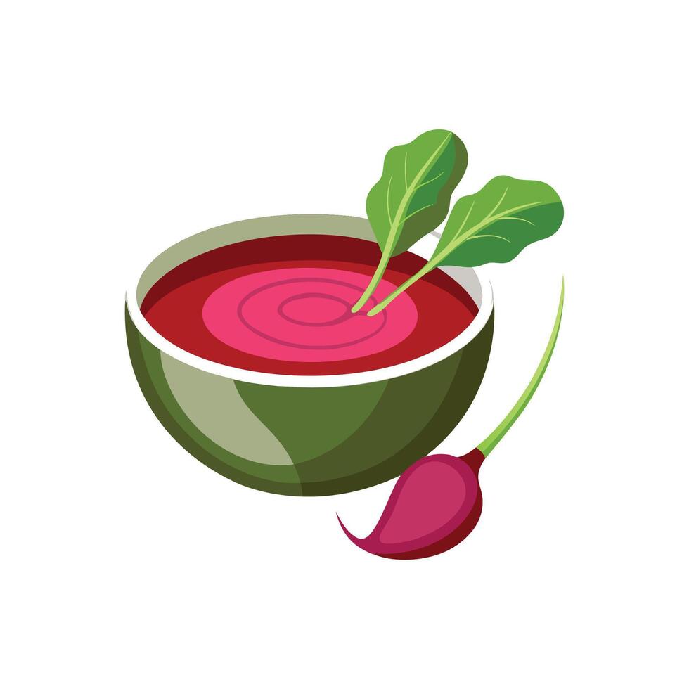 Vibrant Beetroot Soup on White Background vector