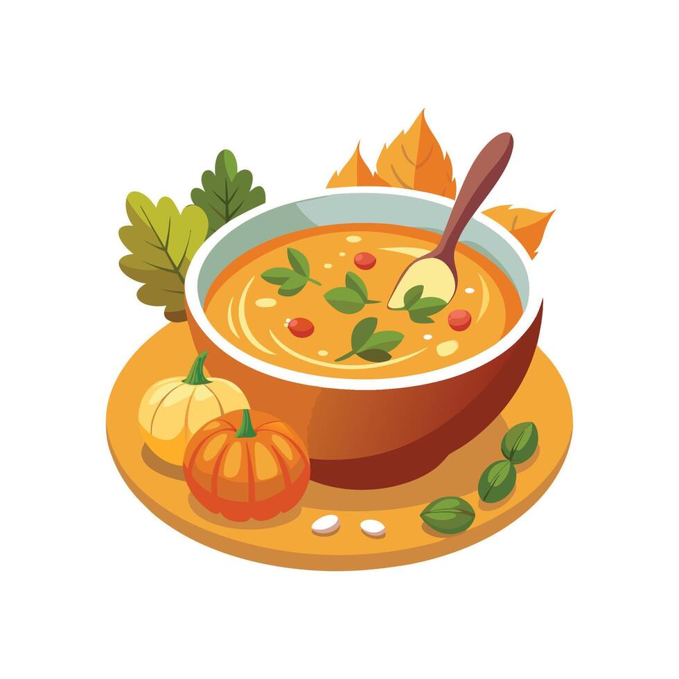 Delicious Carrot Pumpkin Soup for Dinner vector