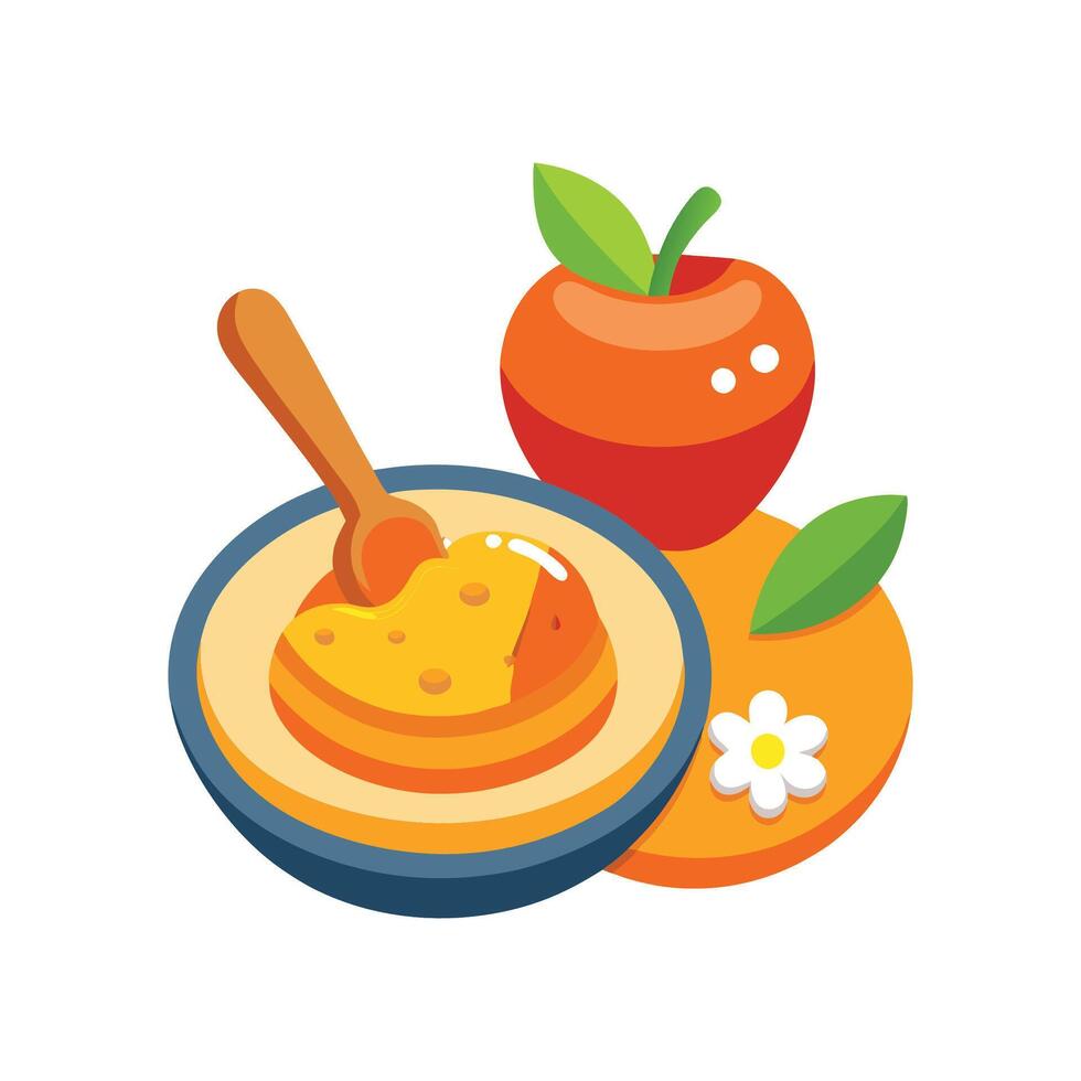 Nutritious Carrot Apple Mash with Honey vector