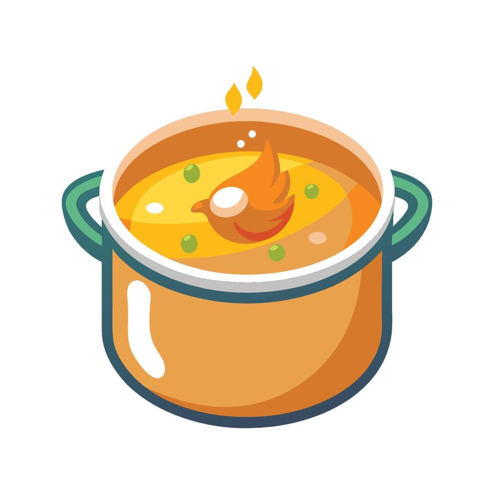 Wholesome Chicken Broth on White Background vector