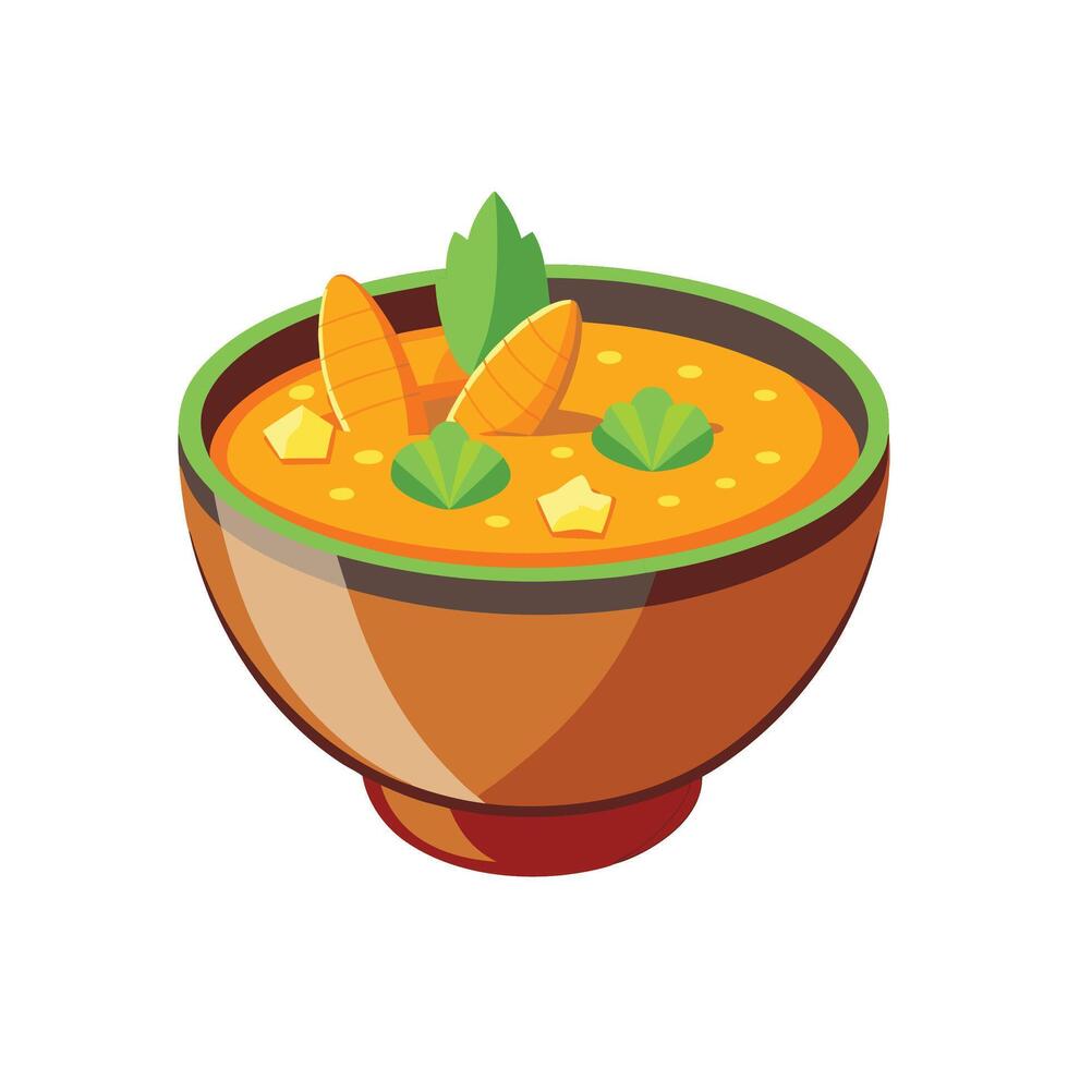 Warm Carrot Sweet Corn Soup for Comfort vector