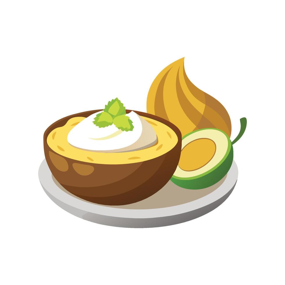 Delicious Coconut Cream Banana Mash for Snacks vector